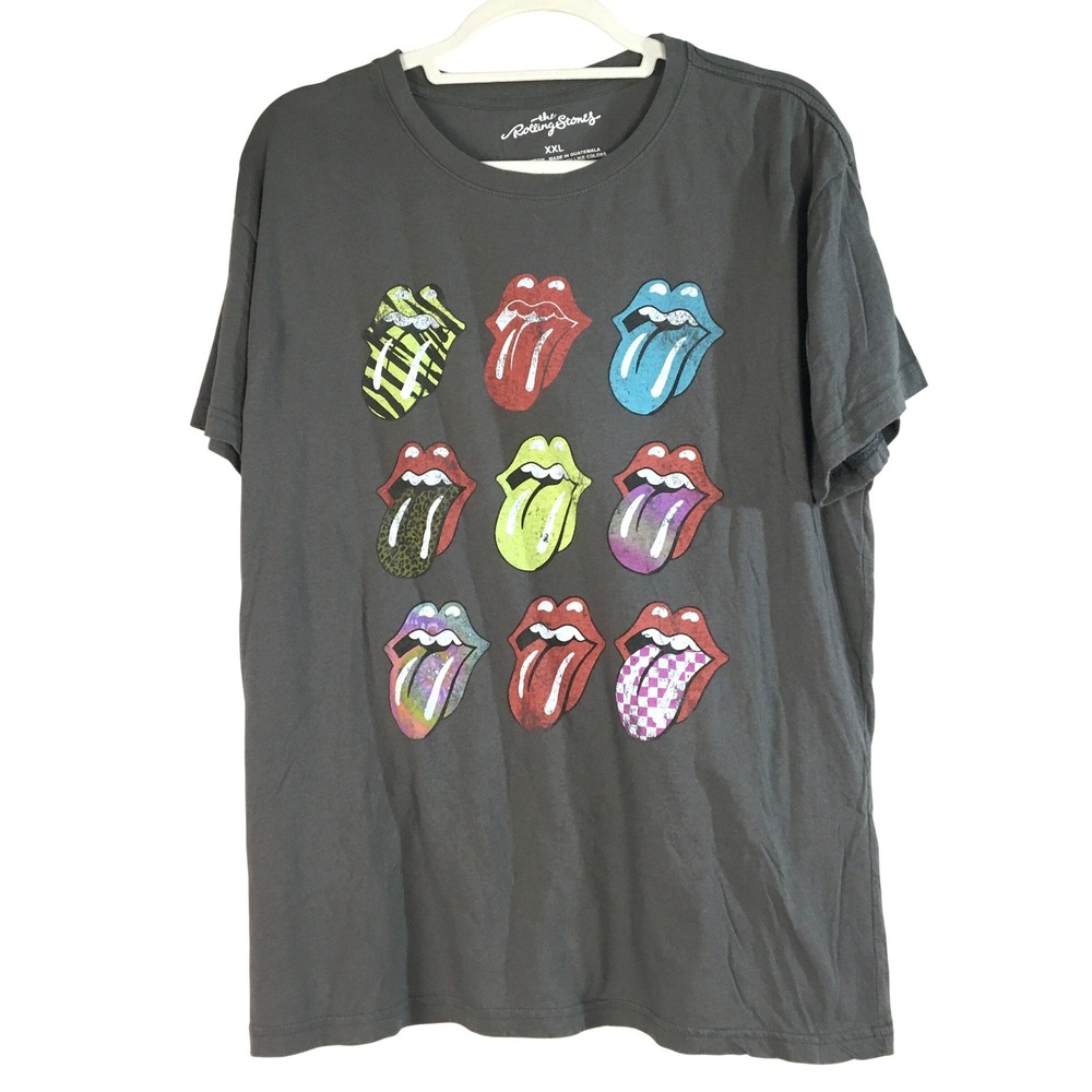 The Rolling Stones‎ Graphic T Shirt XXL Grey Short Sleeve Band Tee Licensed